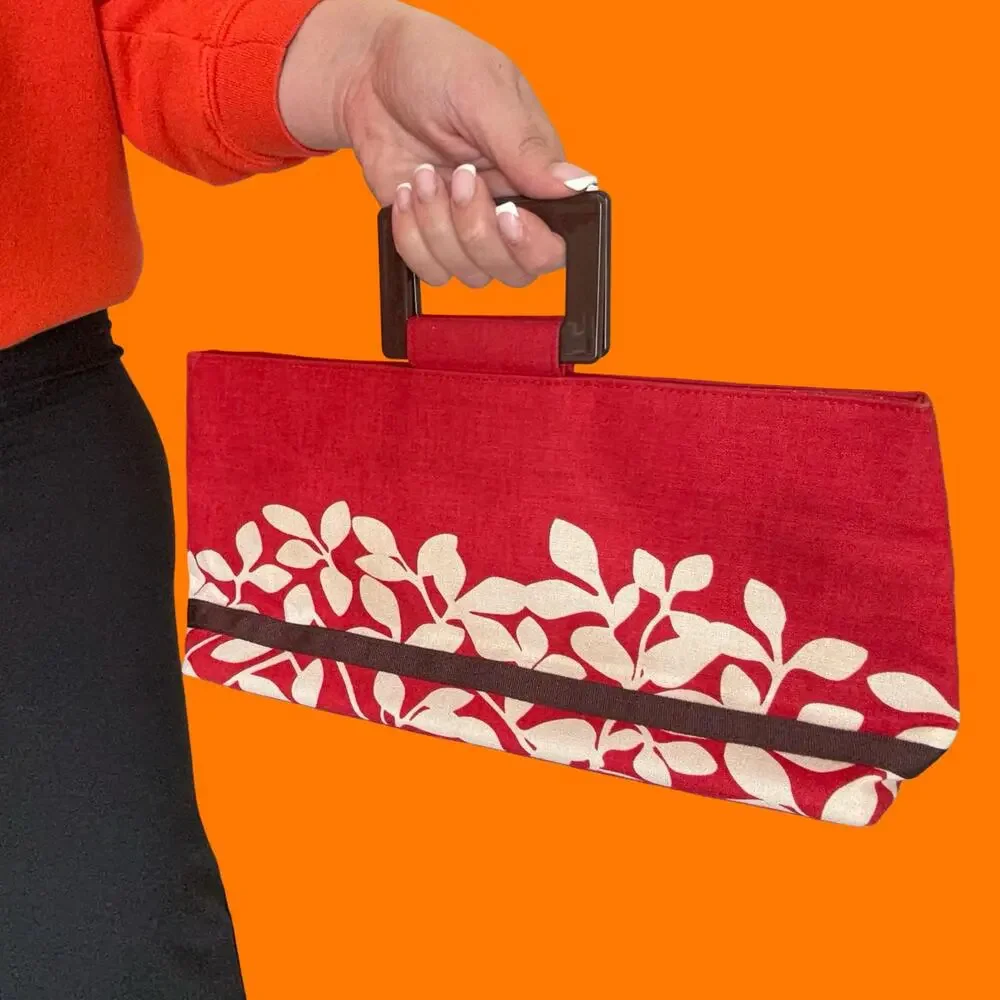 00's vintage red canvas boho y2k handle bag purse Victoria's Secret
